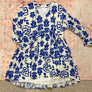 Blue and White Floral Dress